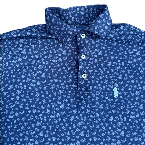Ralph Lauren Men's Slim Fit Soft-Touch Polo in Tossed Navy Floral Size Small - Picture 6 of 9